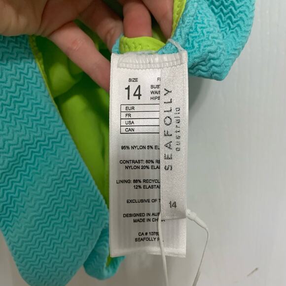 Seafolly NWT Slice Of Splice Deep V Neck One Piece Swimsuit Size 10 - Picture 10 of 10